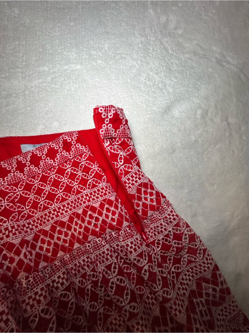 Antonio Melani Red Lace Puff-Sleeve Peasant Top and Maxi Skirt Set Size 14 - Picture 8 of 15